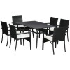 Set mobilier gradina/terasa, negru si bej, ratan sintetic, 1 masa, 6 scaune, Lynna, ART