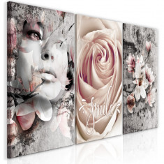 Tablou canvas, 3 piese, Zambetul floral, 120 x 60 cm foto