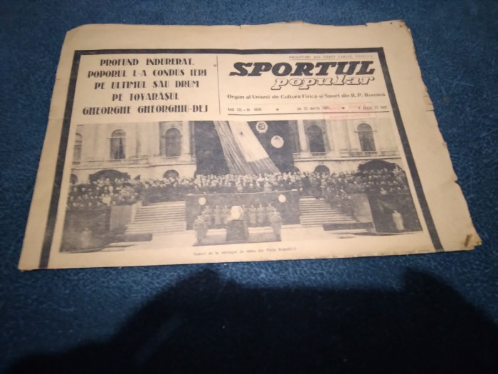 REVISTA SPORTUL POPULAR 25 MARTIE 1965 MOARTEA LUI GHEORGHE GHEORGHIU DEJ