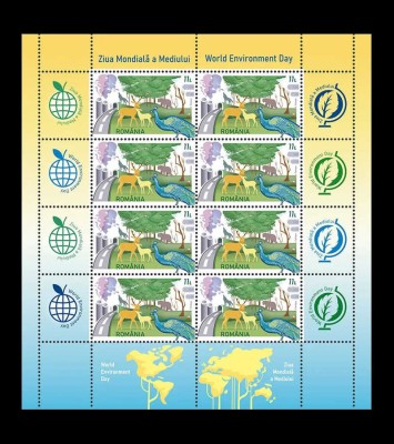 ✅RO 2023 LP 2420 &amp;quot;Ziua Mediulu &amp;quot;,minicoala cu 8 viniete si doua tabs-uri ,MNH foto