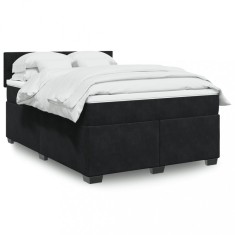 vidaXL Pat box spring cu saltea, negru, 140x200 cm, catifea 3286332