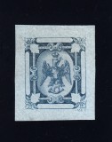 ROMANIA 1864 PRINCIPATELE UNITE ESEU PROBA NEEMISA PE HARTIE ALBASTRUE