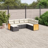 Gossi set canapele de gradina cu perne, 7 piese, negru, poliratan