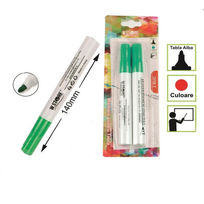 Set 2 markere pentru whiteboard, culoare verde, grosime scriere 2-3 mm foto