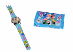 Set ceas pentru copii cu Elsa si Ana + portofel cadou - COCO6646 foto