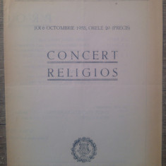 Program Concert Religios Biserica Evanghelica din Bucuresti/ 1955