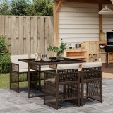 VidaXL Set mobilier de grădină, 5 piese, cu perne, maro, poliratan