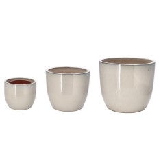 Set 3 ghivece flori ceramica crem 22,5 x 19 cm, 30,5 x 26,5 cm, 38 x 33 cm