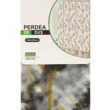 Perdea Dus Marmura Aurie 180x180 cm Peva, Rezistenta Umiditate. Baie Eleganta! 
