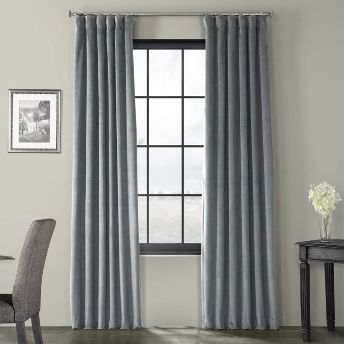Draperie din catifea cu rejansa din bumbac tip fagure, Madison, 150x210 cm, densitate 700 g/ml, Shadow, 1 buc