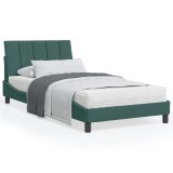 VidaXL Pat cu saltea, Hanko, verde &icirc;nchis, 100x200 cm, catifea 3208583