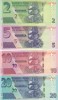 Bancnota Zimbabwe 2, 5, 10 si 20 Dolari 2019/20 - PNew UNC ( hibrid , set x4 - vezi descriere )