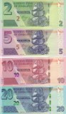 Bancnota Zimbabwe 2, 5, 10 si 20 Dolari 2019/20 - PNew UNC ( hibrid , set x4 )