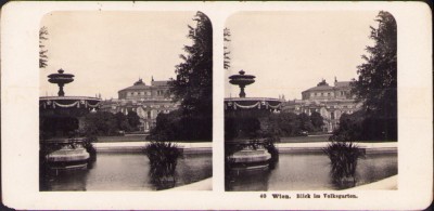ST3N Wien, Blick im Volksgarten, stereoscopic photo foto