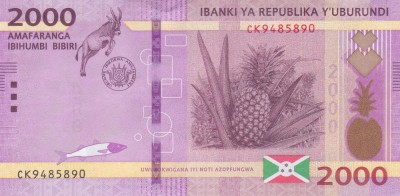 Bancnota Burundi 2.000 Franci 2023 - PNew UNC foto