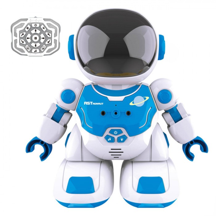 Robot inteligent, ETK, cu telecomanda, sunete si lumini, alb/albastru