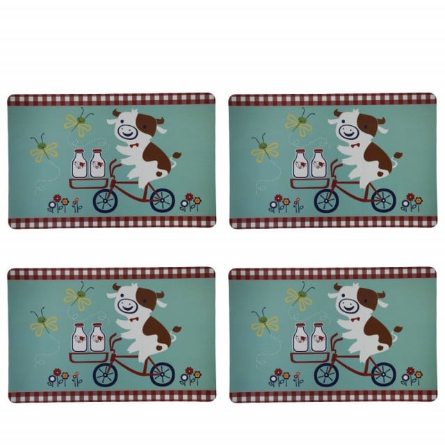 Set suport farfurie Pufo pentru servirea mesei, model Milk Time, 4 bucati, 43 x 28 cm