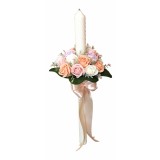 Lumanare Nunta Botez Spiralata EVENTISSIMI - Aranjament Trandafiri, 60 cm, Multicolor