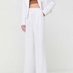 MICHAEL Michael Kors pantaloni femei, culoarea alb, drept, high waist