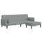 Canapea extensibila cu taburet, 2 locuri, gri deschis, textil