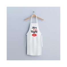 sort bucatarie Mrs. Always Right 80x70 cm, bumbac 200 gsm, alb cu imprimeu negru rosu