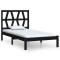 Cadru de pat mic single, negru, 75x190 cm, lemn masiv de pin
