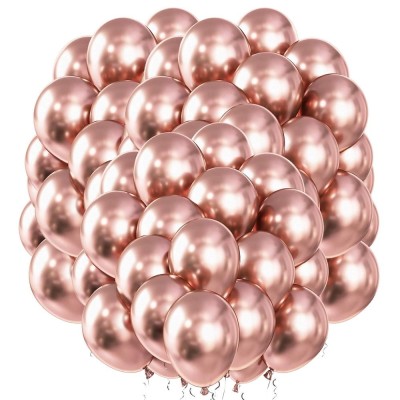 Set 100 baloane pentru petrecere, 40cm, roz metalic Household NewTrend foto