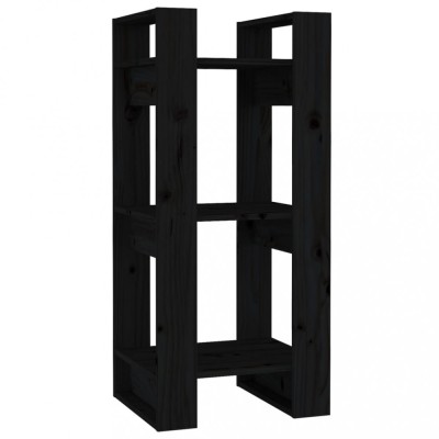 Biblioteca/Separator camera, negru, 41x35x91 cm, lemn masiv pin foto