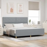 Cumpara ieftin Cadru de pat cu headboard Gri deschis 200 x 200 cm tesatura