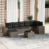 vidaXL Set canapele de grădină cu perne, 8 piese, gri, poliratan 3255227