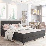 VidaXL Pat continental, gri &icirc;nchis, 160 x 200 cm, material textil