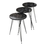 Cumpara ieftin Set de 3 buc mese laterale Wakmi marmura neagra melamina metal negru 33x33x55 cm