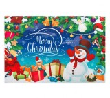 Covoras intrare decorativ pentru usa, cu mesaj si om de zapada, decor Craciun,
