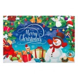 Covoras intrare decorativ pentru usa, cu mesaj si om de zapada, decor Craciun,