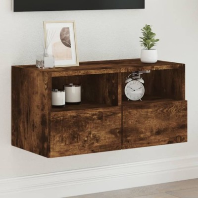 Gossi comoda tv de perete stejar fumuriu 60x30x30 cm lemn prelucrat foto