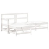 Set mobilier relaxare de gradina, 4 piese, alb, lemn masiv pin