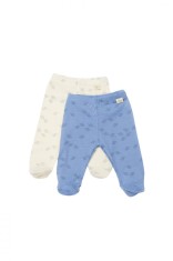 Set 2 pantalonasi cu botosei Printed, BabyCosy, 50% modal+50% bumbac, Ecru/Lavanda (Marime: 3-6 Luni) foto