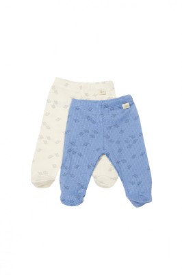 Set 2 pantalonasi cu botosei Printed, BabyCosy, 50% modal+50% bumbac, Ecru/Lavanda (Marime: 0-3 Luni) foto