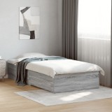 VidaXL Cadru de pat cu sertare gri sonoma 75x190 cm lemn prelucrat