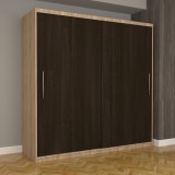Dulap Dormitor Nova Eco 200 cm x 200 cm fara oglinda, sonoma cu usi glisante wenge