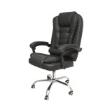 Scaun de birou ergonomic directorial cu suport lombar, piele ecologica neagra, rotativ, spatar si inaltime reglabile
