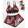 Set pijamale: boxeri si sutien rosu cu dantela, marimi S/M, cod produs: 80