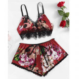 Cumpara ieftin Set pijamale: boxeri si sutien rosu cu dantela, marimi S/M, cod produs: 80