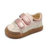 Pantofi barefoot fete CRB540 Susana &ndash; crem cu accente rose-gold, material sintetic, talpă plată (drop 0), Piele sintetica, 22 - 24, 26, 27
