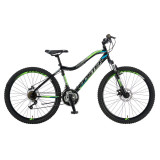 Bicicleta Mtb Booster Galaxy Fs Disc - 26 Inch, Negru-Verde, Polar