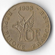 Moneda 10 francs 1988 - Franta, Roland Garros