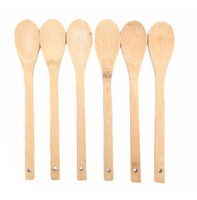 Set 6 bucati, linguri din lemn de bambus, 23cm lungime