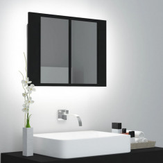 vidaXL Dulap de baie cu oglindă și LED, negru, 60x12x45 cm
