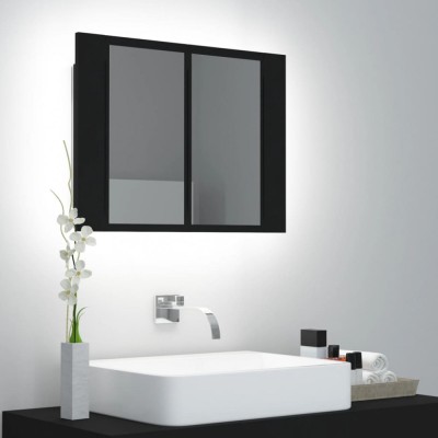 vidaXL Dulap de baie cu oglindă și LED, negru, 60x12x45 cm acril 804957 foto