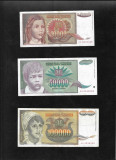 Set Iugoslavia 10000 + 50000 + 100000 dinari dinara 1992(93) VF-XF pret pe set, Europa